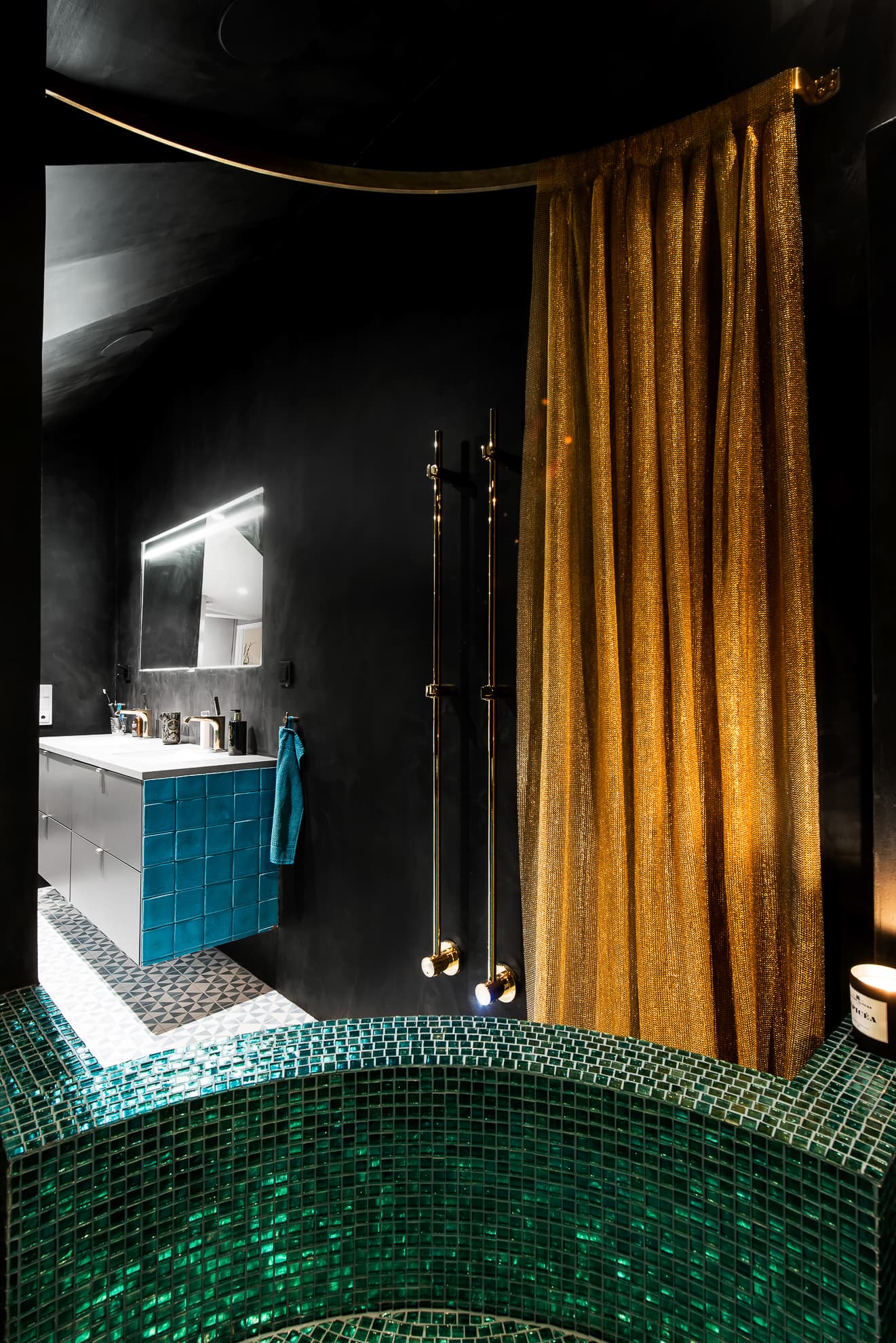 Pahlfer Duschdraperi mässing SL